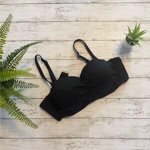 La Vie en Rose Aqua Black Bandeau Bikini Top w/ Removable Straps – Size XL